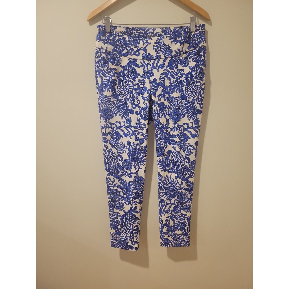 Lilly Pulitzer Luxletic Corso Pants Size 8 Stretch Blue "Ride With Me" Print - Picture 3 of 9